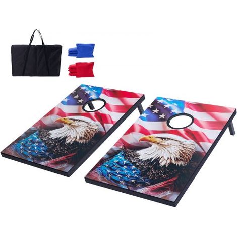 Juego de Cornhole, Tablero de Lanzamiento Portátil de Madera MDF, Ideal para Adultos a Jugar en Interiores y Exteriores, con 8 Bolsas de Frijoles y Estuche de Transporte, 900 x 600 x 39 mm (1/5)