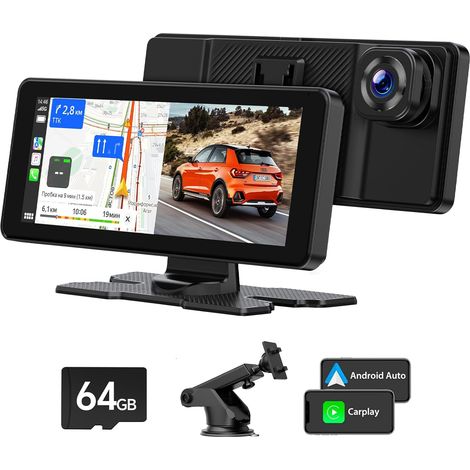 Écran CarPlay Voiture sans Fil avec Dashcam 2.5K, Autoradio Portable 6,86 Pouces pour Car Play (1/5)
