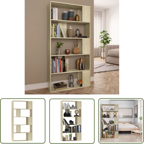 The Living Store Bücherregal/Raumteiler Sonoma-Eiche 80x24x159 cm Holzwerkstoff - Bücherregal - Regal - Holzregal - Eiche Möbel - Raumteiler (1/5)