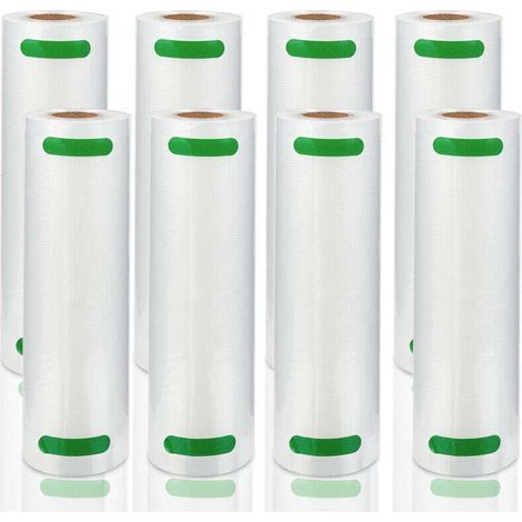 Sacs sous Vide Alimentaire 8 Rouleaux, 20 X 600 CM pour Appareil de Mise sous Vide, Réfrigérateur, Réutilisable rouleaux sous vide