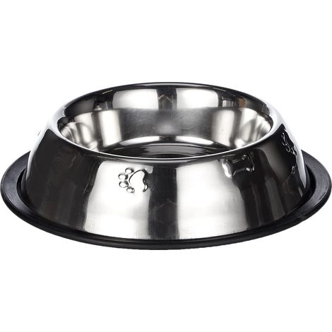 Gamelle inoxydable antidérapant décorée 450 ml 20 cm base non glissante chiens et chats Récipient de nourriture pour animaux de compagnie (1/5)