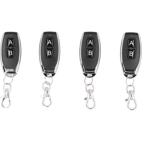 Porte-clés en métal noir pour porte de Garage, interrupteur de télécommande sans fil, 4 pièces, 12V 433MHz (1/5)