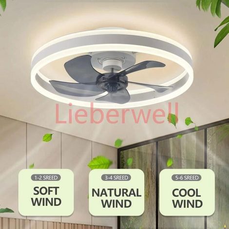 Ventilateurs de plafond avec télécommande et lampe à LED légère ventilateur de plafond intelligent ,blanc 15 (1/4)