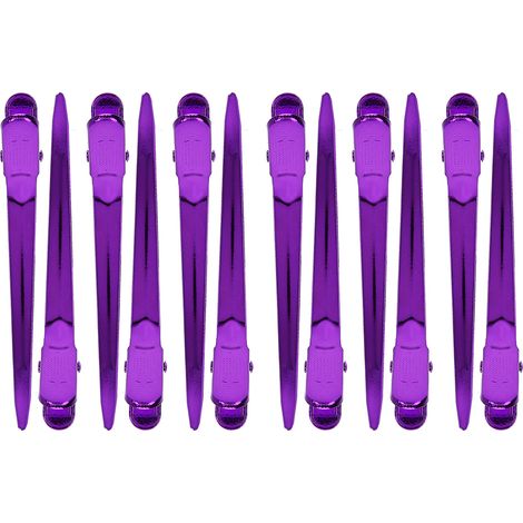 Lot de 12 pinces à cheveux violettes pour salon de coiffure et barbier (1/5)