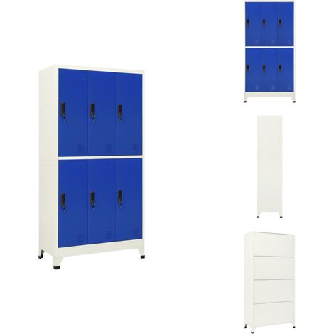 Schließfachschrank Grau und Blau 90x45x180 cm Stahl - Schliessfachschrank - Metallschrank - Garderobe - Bürobedarf - Abstellraumorganisation (1/5)