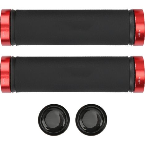 Poignée de Vélo de Montagne GUB‑607 en Microfibre Cuir avec Système de Verrouillage Bilatéral, Noir avec Anneau Rouge (1/5)
