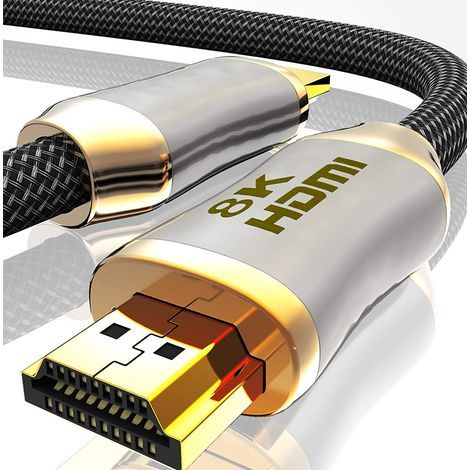 Câble HDMI 8K professionnel 2.1 3D 2M, Full HD Haute Vitesse par Ethernet 48Gb/s (1/4)