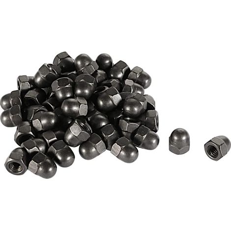 Écrou Borgne Carbure Acier M4 Hexagonal Dôme Noir 50pcs (1/4)