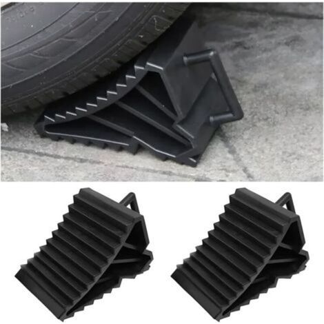 Cales de roue de remorque en 2 parties, cales de frein de voiture, cale de roue en plastique avec poignée pour voiture, remorque, caravane, camping-car (1/5)