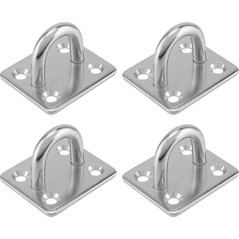 Lot de 4 Plaque à œillets en Acier Inoxydable 304-40 x 35 mm - Crochet de Fixation pour Hamac, Pont, Mur, Plafond - Capacité 80 kg (1/5)