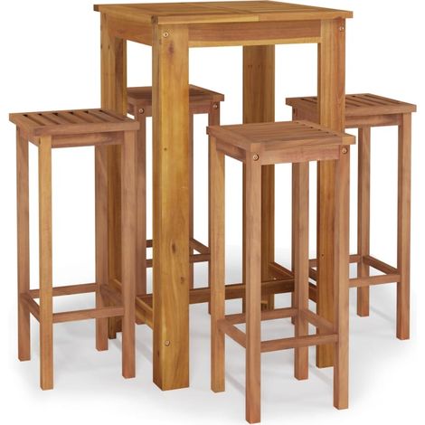 Ensemble de bar de jardin 5 pcs bois d'acacia solide (1/5)
