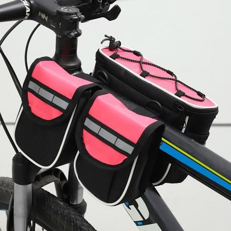 sac d'attelage pour vélo de montagne ANNEFLY Sacoche de selle imperméable pour vélo, sacoche à tubes pour équipement cycliste Rose (1/4)