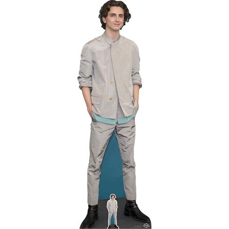 Figurine en carton Timothée Hal Chalamet Avec Un Gilet Gris - Haut 179 cm (1/4)