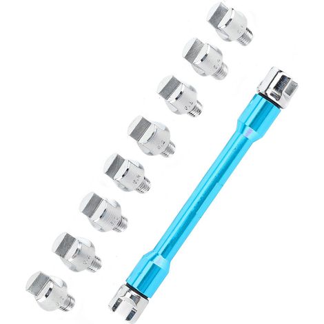 Clé à rayons moto en CNC, lot de 5,0 à 6,8, longueur 93 mm/3,7 po, pour la plupart des deux-roues, bleu (1/5)