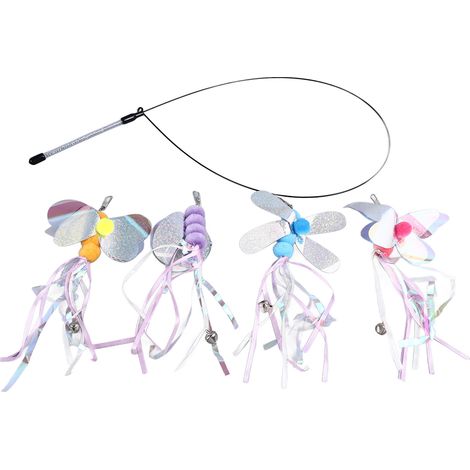 Jouet Interactif Chat - Canne à Plumes avec 4 Accessoires Remplaçables (Papillon, Libellule) - Fil d'Acier et Peluche (1/5)