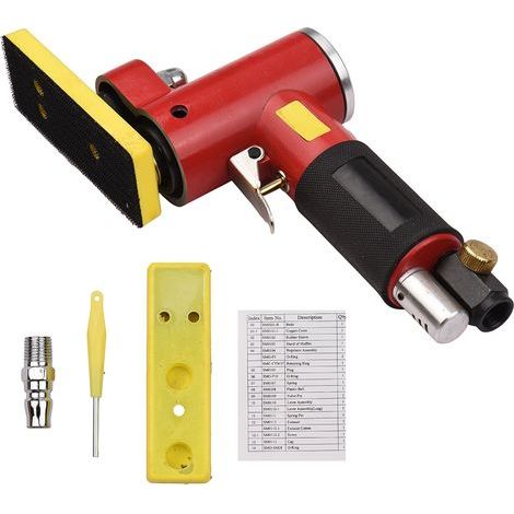 Mini pneumatic linear sander with 2 sanding pads, random orbital pneumatic polisher for car bodies, furniture, wood and metal surfaces. (1/5)