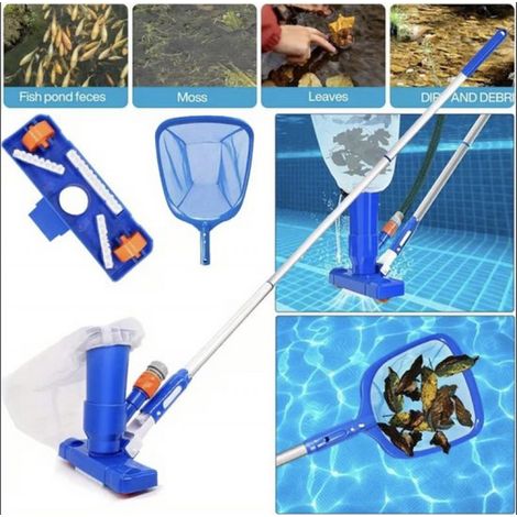 Kit de nettoyage de piscine - Aspirateur de piscine - Design amélioré - Nettoyage de piscine - Perche de 120 cm - Entretien de piscine - Jacuzzi - Filet de sécurité inclus (1/5)