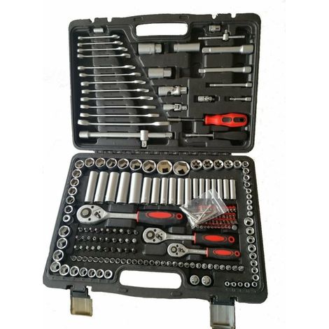 MALETIN HERRAMIENTAS PROFESIONAL 215 PIEZAS AUTOCLE 1-4",1-2" Y 3-8" CHROME VANADIUM
