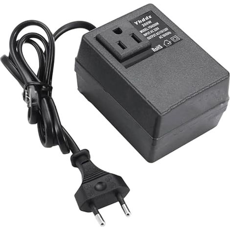 Convertisseur de Tension 200W Transformateur EU Vers US Transformateur Abaisseur 220V Vers 110V Adaptateur de Voyage Monophasé Prise EU (1/5)