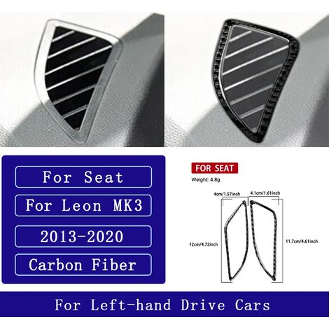 (4 LHD) Convient pour Seat Leon MK3 2013-2020. Accessoires auto : autocollant décoratif en fibre de carbone pour panneau de porte avec navigation centrale, radio, lecteur CD et climatisation. (1/4)