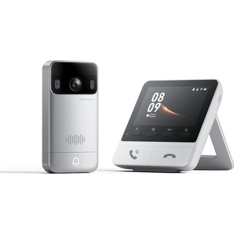 SWITCHBOT Sonnette vidéo, moniteur, interphone, argent-blanc