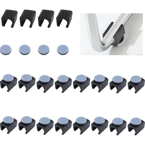 Furniture Glides Set, 20 Pack U-Shape Plastic Cushions with Round Pads for Console Chairs, Moving Kits for Chairs, Tables and Desks (Black) (1/5)