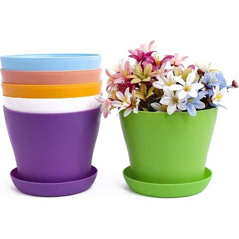 20cm Extra Large Flower Pots and Saucers Flower Pots with Drip Trays for Indoor or Outdoor Plastic Seedling Pots Garden for Home or Office Decoration (1/5)