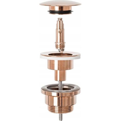 - Waschbeckenablauf - Messing - Pop-up-Klick-Klack-System mit Überlauf für Badezimmer, Roségold, 45 mm (1/4)