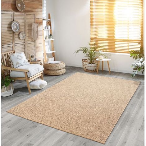 1 pièce Tapis intérieur extérieur, style jute naturel, résistant UV, tapis salon chambre terrasse, 300 x 400 cm