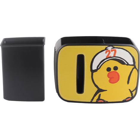 Porte-gobelet poubelle dossier siège auto boîte à mouchoirs cuir jaune canard accessoire intérieur voiture (1/5)