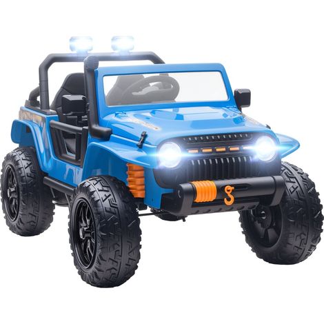 Coche eléctrico infantil, vehículo 12V con asiento para padres e hijos y mando a distancia, coche de ocio exterior de metal 123,5x70,3x71,3 cm, Azul (1/5)