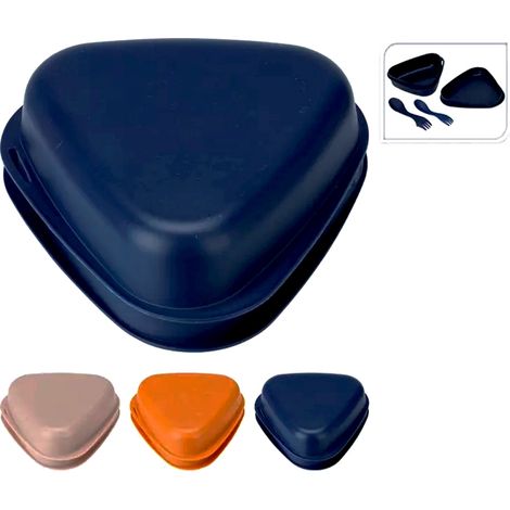 REDCLIFFS fiambrera &43 cubiertos  surtida , Fiambrera &43 cubiertos surtidosMarca RedcliffsLonchera 19,5x19x6,5cm &43 cubiertos 3uds. s/4Material PP azul, ocre, grisSe s