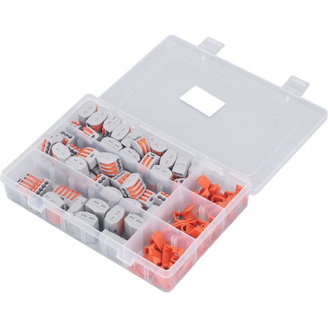 Connecteur rapide à bouton-poussoir pour borniers d'alimentation, cordons d'alimentation de luminaires avec borniers universels, supports d'épissure. (1/5)