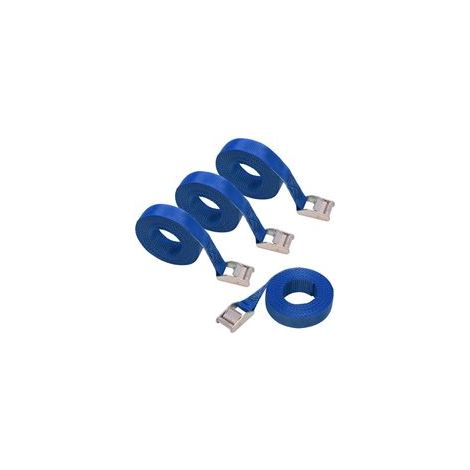 Lot de 5 sangles d’arrimage, longueur 3 m, largueur 25 mm, capacité d’arrimage 150 kg, Bleu (1/5)