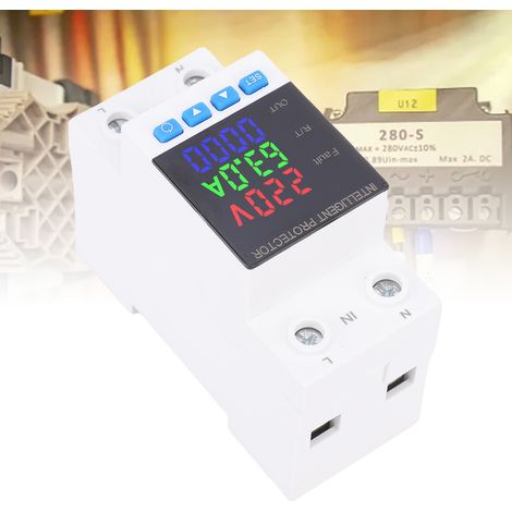 Compteur intelligent 63 A 80 V-300 V CA avec protection contre les surtensions et les sous-tensions, montage sur rail DIN. Affichage de la consommation d'énergie et prise en charge des surcharges et s