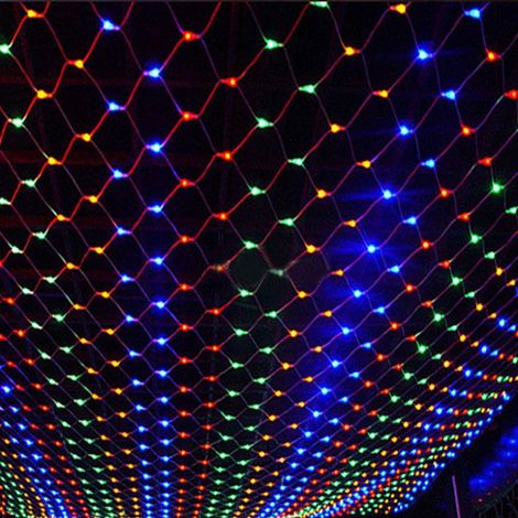 Guirlande Lumineuse En Maille - 96 LED - 1,5 x 1,5 M - Pour Décoration Extérieure Et Intérieure - 8 Modes - Alimentation Secteur - 1 Pièce (1/5)