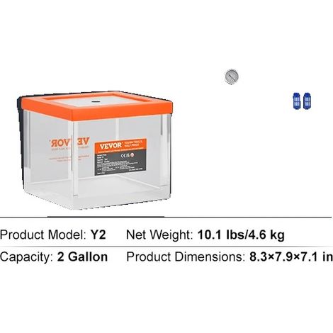 Chambre à vide, construction en acrylique durable, design gain de place, 2 Gallon (1/2)