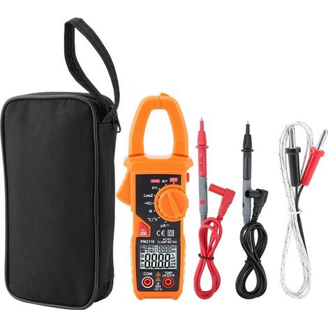 Multimètre à pince, multimètre numérique robuste et ferme, testeur de température de capacité, ohmmètre NCV, écran LCD professionnel pour la mesure de courant de tension