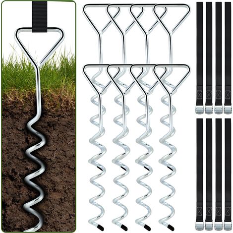 Wolketon Bodenanker Trampolin Set (8 Stück) – 40cm Robuste Erdanker für Trampolin – Schraubanker zum Eindrehen zur sicheren Befestigung im Boden