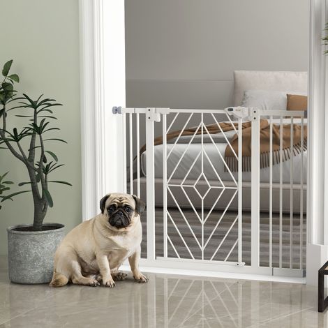 Cancello di sicurezza per porte, cancelletto di sicurezza per scale, barriera, cancelletto per cani, 100 cm x 4 cm x 76 cm, bianco
