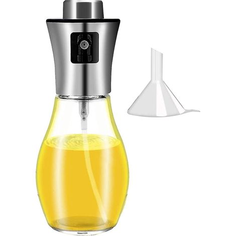 200-ml-Olivenöl-Sprühflasche mit Trichter und Pinsel, nachfüllbar, zum Kochen, Grillen, für Salate, zum Backen, Braten und als Haarspray – 2er-Pack