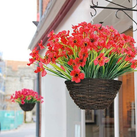 Plantes Artificielles - Faux Fleurs Extérieures Résistantes Aux UV - Pour Jardin Suspendu Balcon Boîte À Fenêtre Décoration Intérieure Extérieure - Lot De 12 (1/5)