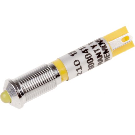 Voyant LED lumineux Jaune RS PRO, dia. 6mm, 12V c.c., taille de la lampe 3 mm ( Prix pour 1 )