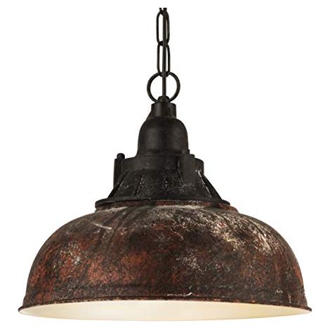 Lampadario A Sospensione Vintage Grantham 1 Acciaio Marrone Antico 1 Luce E27 (1/4)