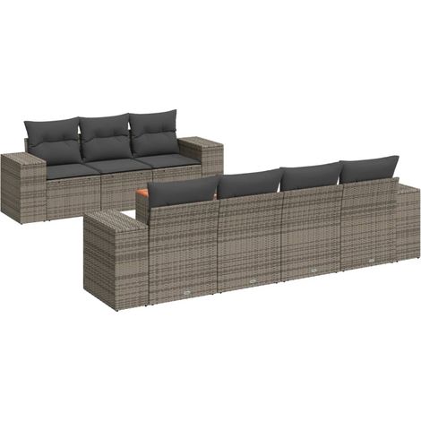 Maison Exclusive - 8-tlg. Garten-Sofagarnitur mit Kissen Grau Pol