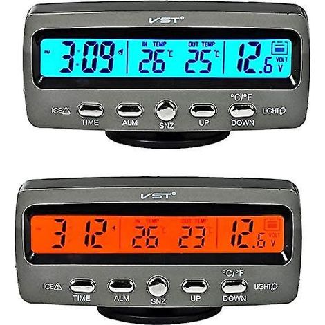 Détecteur de température et de tension 4 en 1 pour voiture avec affichage LCD et alarme (1/4)