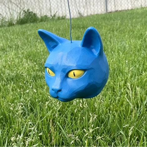 Mangeoire à écureuils en forme de tête de chat - Modèle imprimé en 3D - Bleue