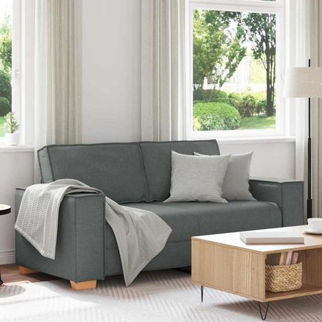 Canapé 2 places tissu gris foncé 140 cm moderne avec coussins (1/5)