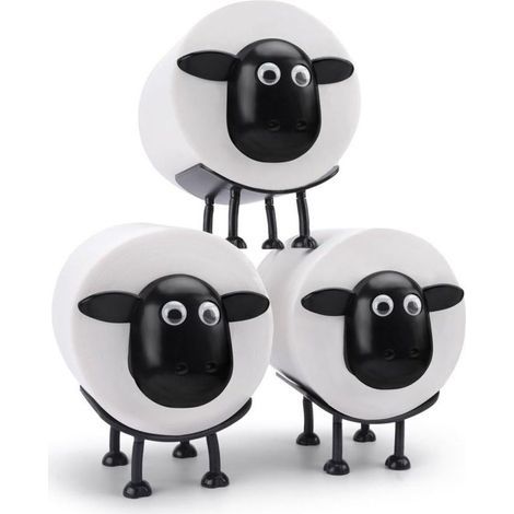 3er-Set Toilettenpapierrollenhalter mit Schafmotiv – Lustiger, freistehender Toilettenpapierhalter – 3D-gedruckt – Schwarz – Witzige Aufbewahrung für Toilettenpapierrollen (1/4)
