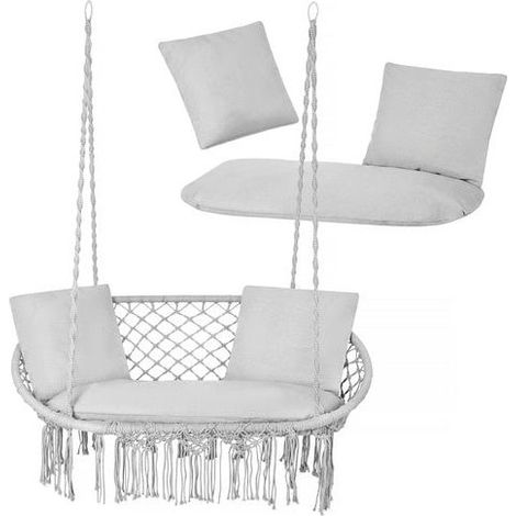 Ensemble de coussins pour balancelle de jardin double, gris - Polyester/Coton (1/5)